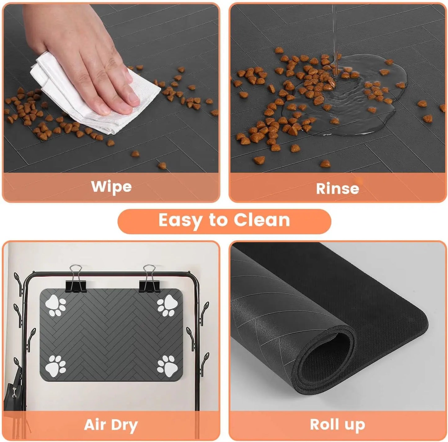 Absorbent Pet Feeding Mat – Quick-Dry Food & Water Bowl Placemat with Waterproof Non-Slip Backing for Dogs & Cats