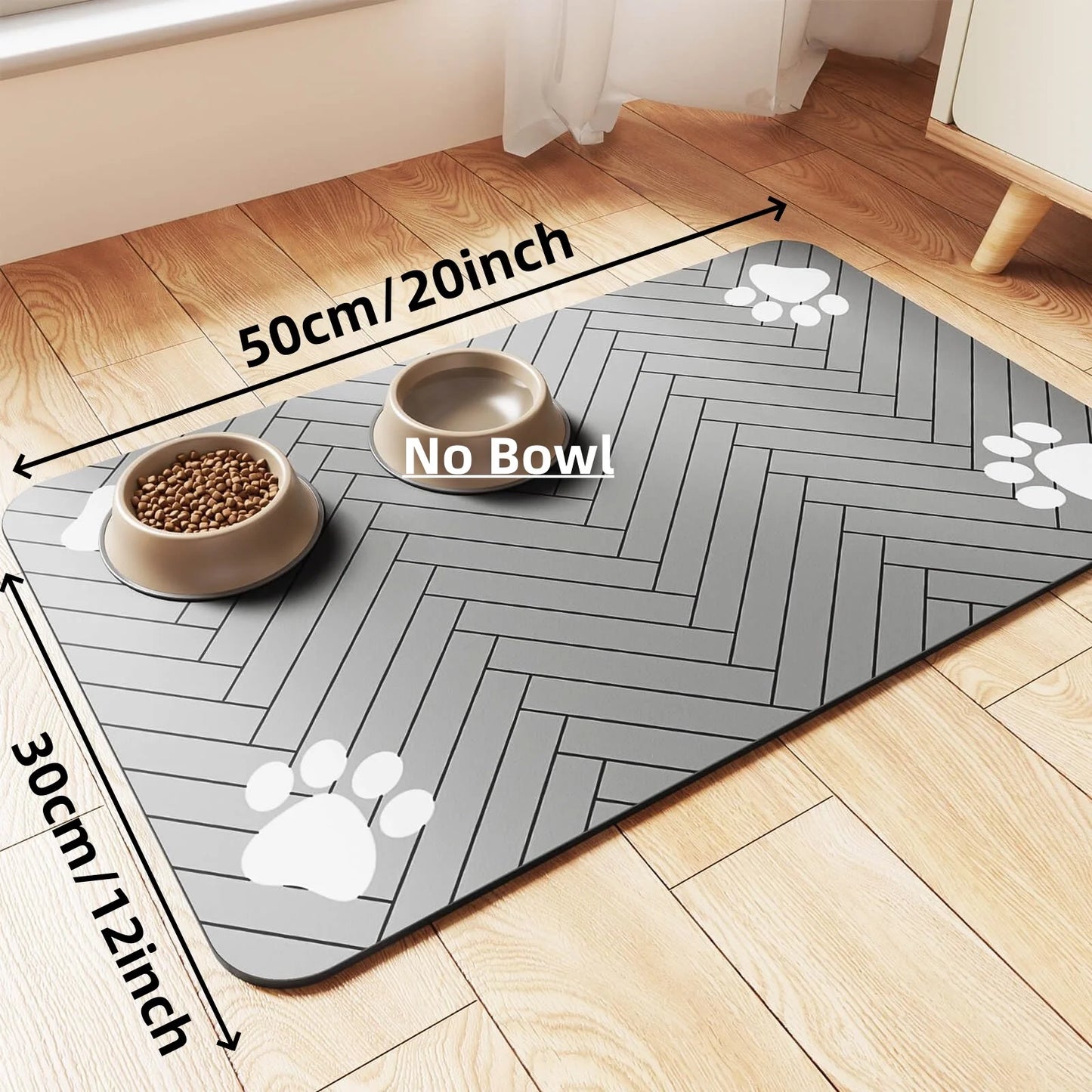Absorbent Pet Feeding Mat – Quick-Dry Food & Water Bowl Placemat with Waterproof Non-Slip Backing for Dogs & Cats