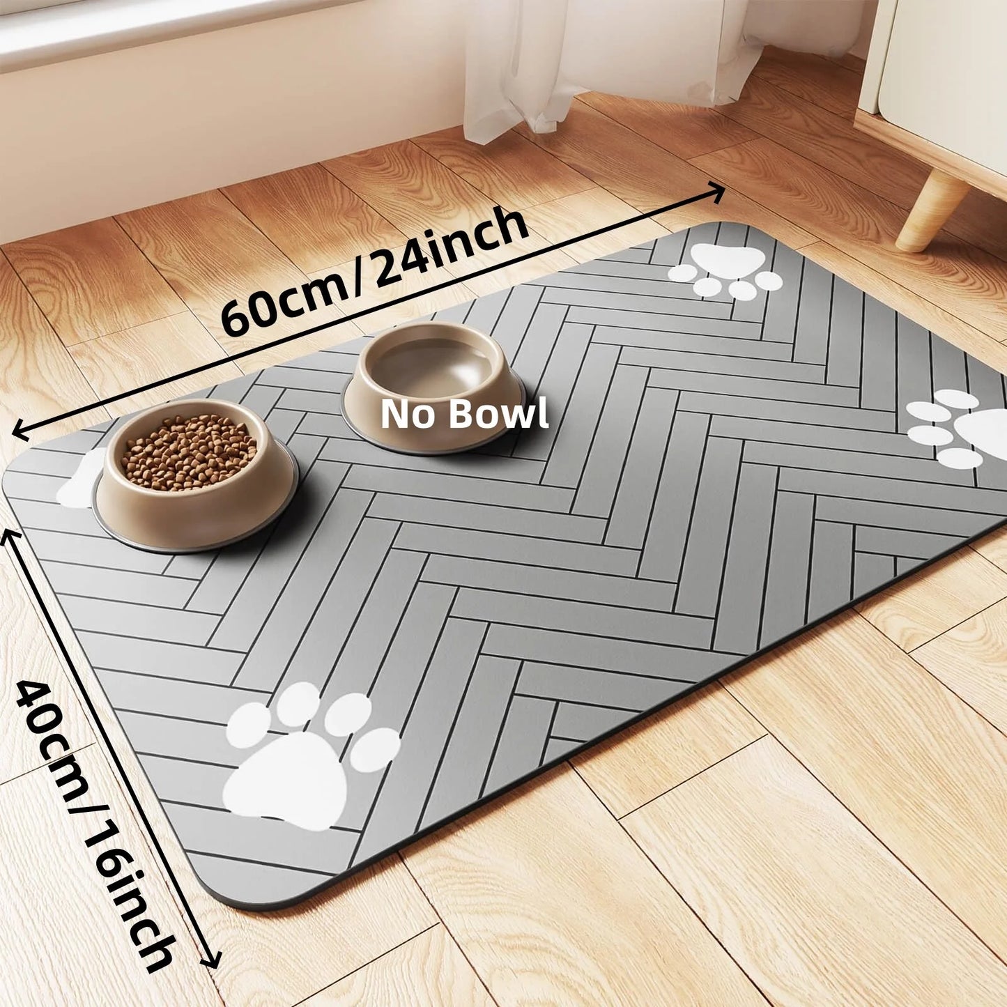 Absorbent Pet Feeding Mat – Quick-Dry Food & Water Bowl Placemat with Waterproof Non-Slip Backing for Dogs & Cats