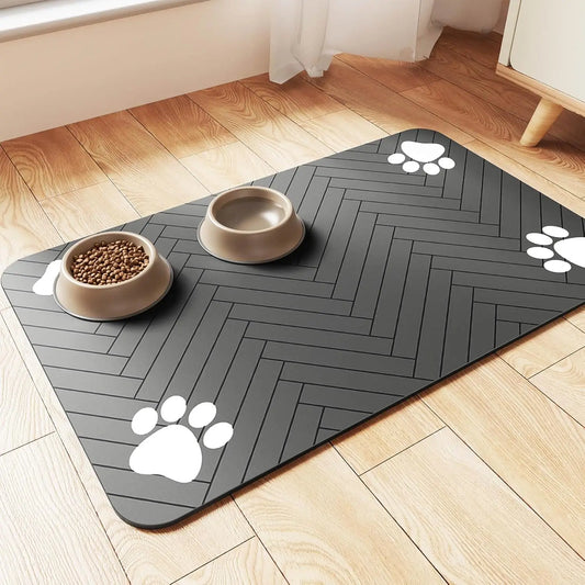 Absorbent Pet Feeding Mat – Quick-Dry Food & Water Bowl Placemat with Waterproof Non-Slip Backing for Dogs & Cats