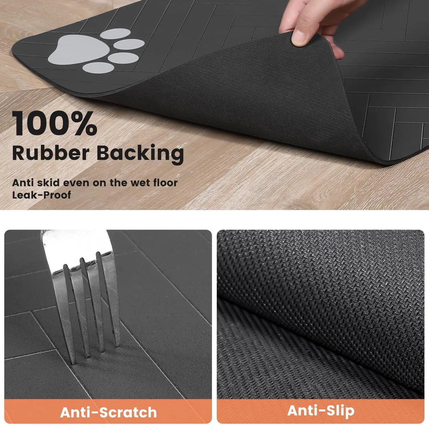 Absorbent Pet Feeding Mat – Quick-Dry Food & Water Bowl Placemat with Waterproof Non-Slip Backing for Dogs & Cats