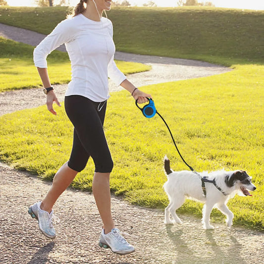 10 Foot Retractable Dog Leash – 360° Tangle-Free Nylon Lead with One-Button Control for Medium & Large Dogs